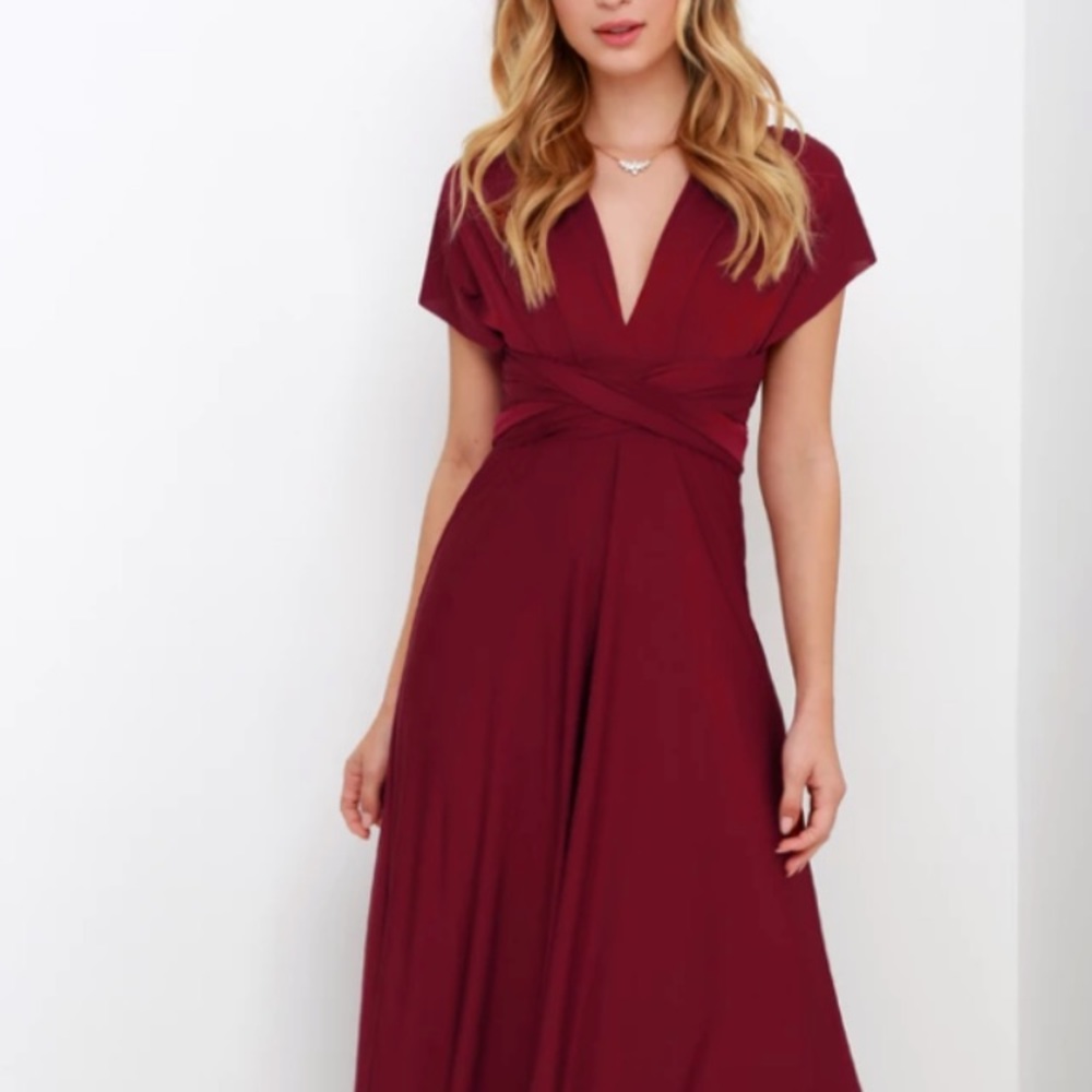 Lulus convertible burgundy maxi dress size XX